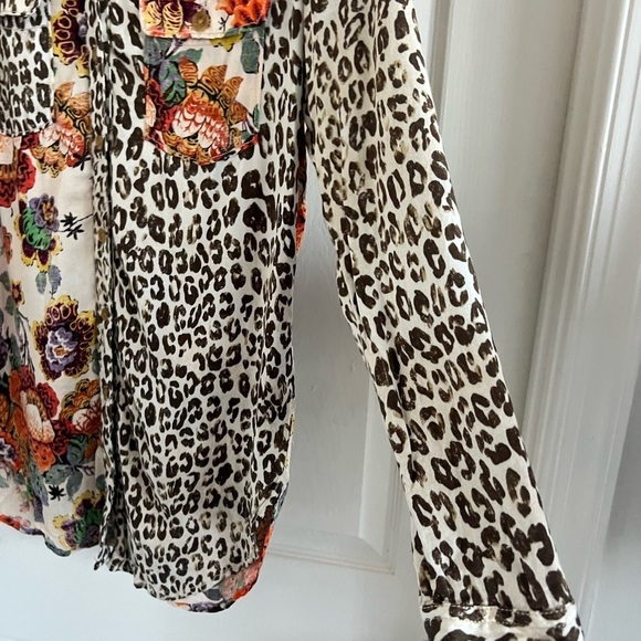 Pilcro Anthropologie Womens Tunic Top Shirt Relaxed Leopard Floral. EUC. Size XS - Picture 7 of 11